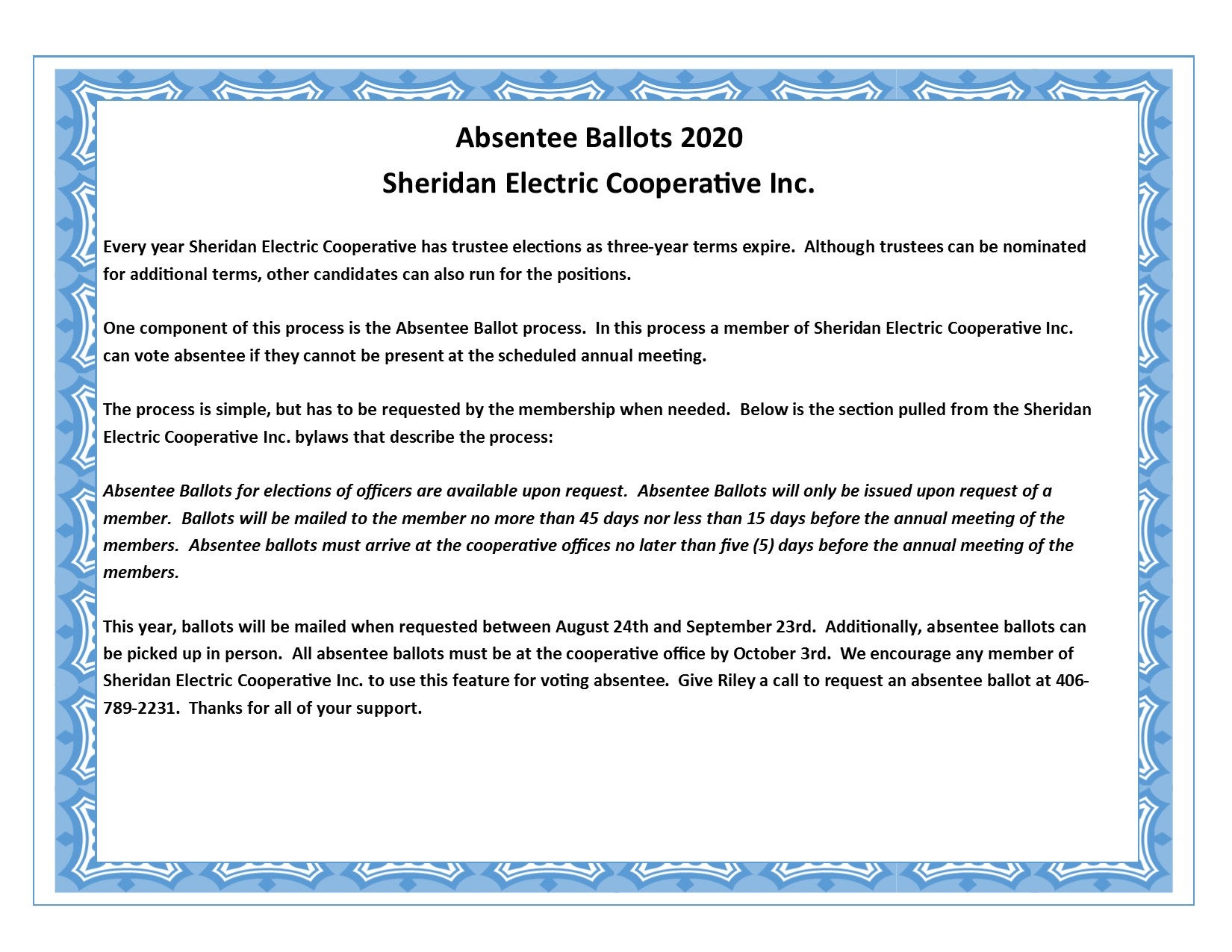 File Sheridan Electric Cooperative